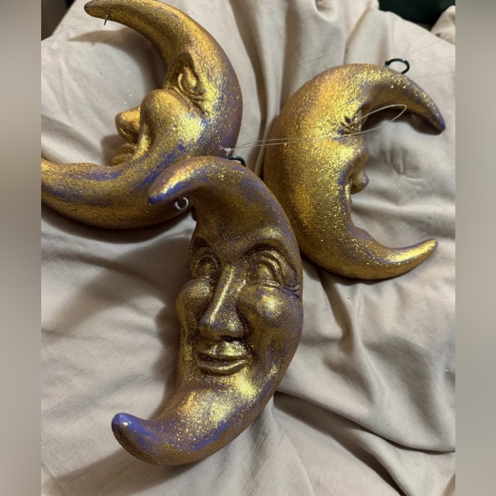 Dept 56 Celestial Man In Moon Vintage Crescent Ornament Gold Purple Crescent (3)